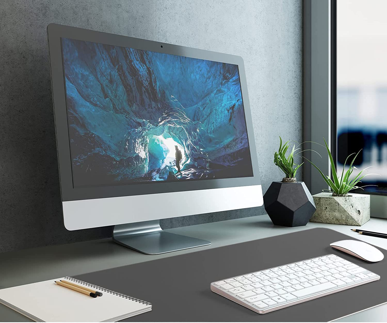 Rhimooay Schreibtischunterlage Leder XXL - 70x30cm Mit Mauspad Wasserdicht